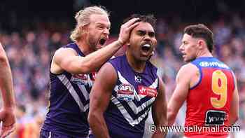Dockers fans drown out siren with boos after huge umpire's call - with one point in the AFL Grand Final at quarter time