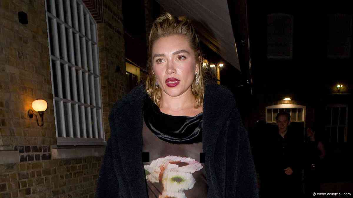 Florence Pugh puts on an eye-popping display in a sheer dress as she enjoys a night out in Mayfair after speaking out on 'difficulties' with Olivia Wilde on the Don't Worry Darling set