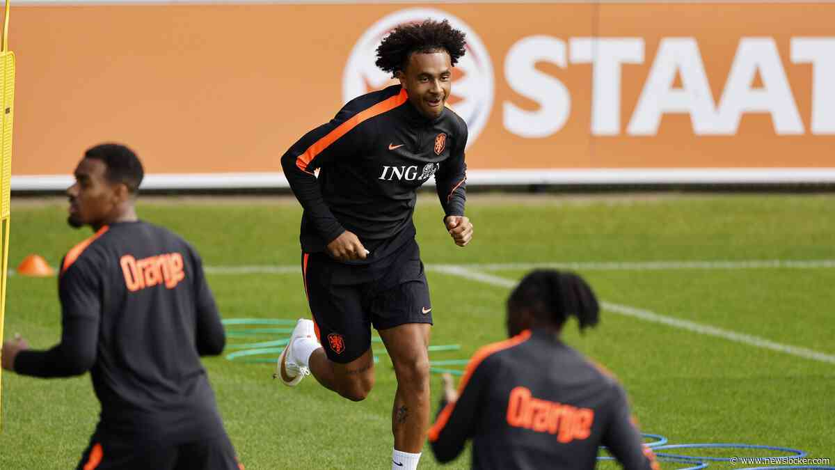 Joshua Zirkzee laat zich zien op afsluitende training Nederlands elftal