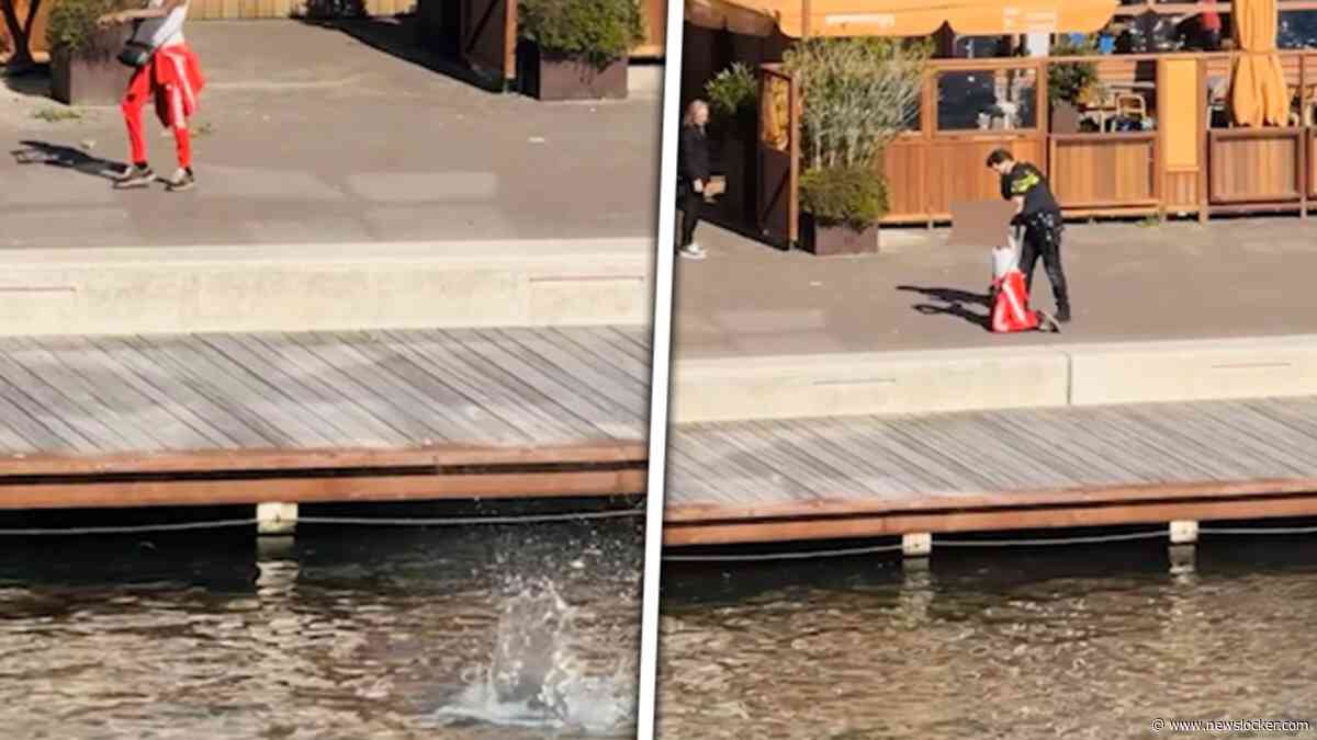 Nieuwe beelden schietpartij Amsterdam: schutter gooit voorwerp water in