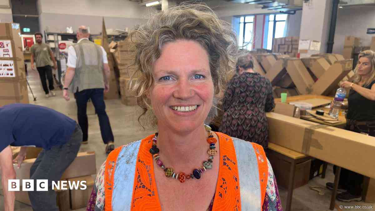Giant cardboard replica of historic pier created