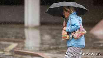 Met Office maps show heavy downpours for 35 areas on Sunday- full list