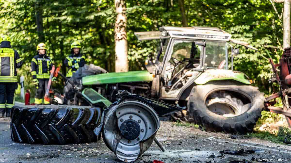 Heftiger Unfall auf B306 bei Traunstein – zwei Verletzte bei Crash mit Traktor