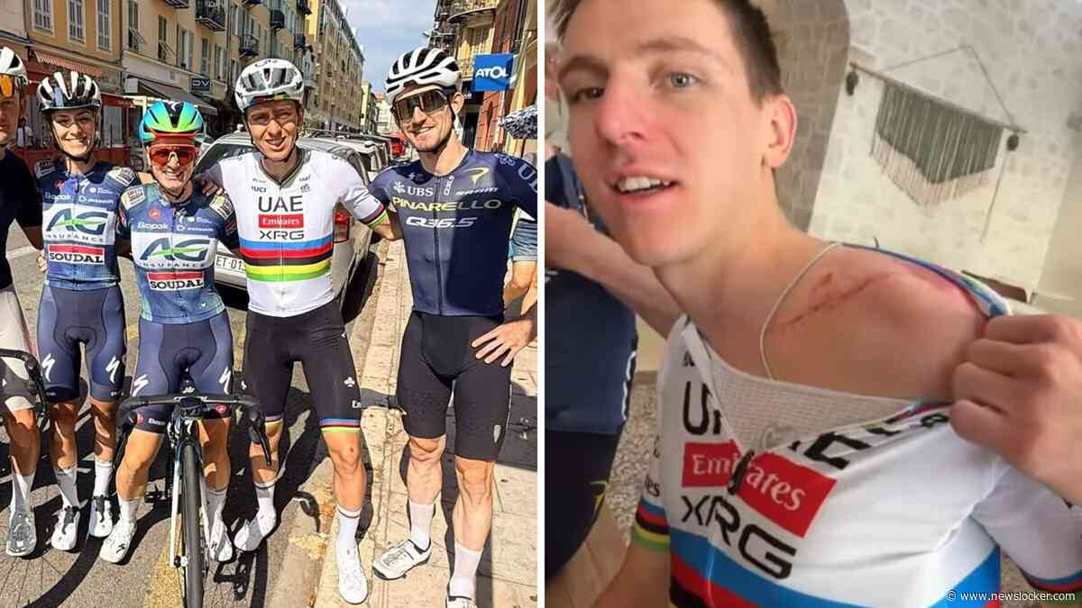 Opgekrabbelde Tadej Pogacar toont imposant litteken en pakt laatste kans met regenboogtrui