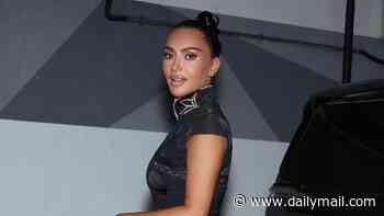Kim Kardashian shows off her figure in a little black dress as she jets to China with Kris Jenner after the momager sparked a viral trend in Asia