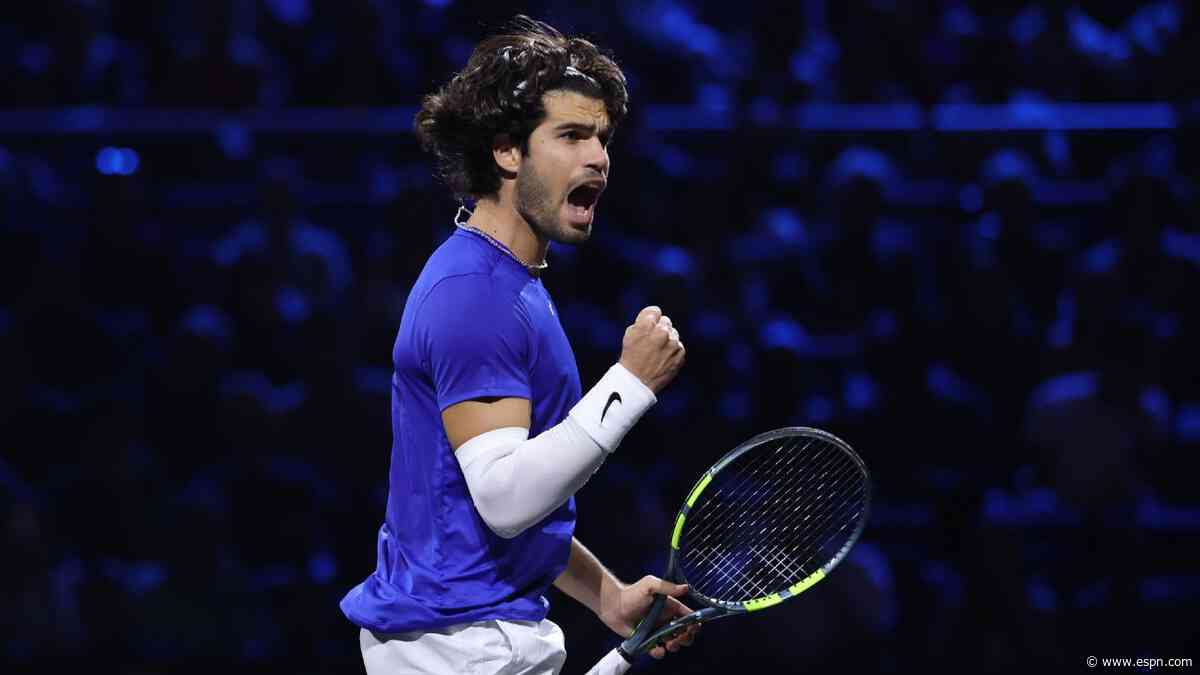 Alcaraz gets revenge, outlasts Fritz as Europe takes 7-5 lead in Laver Cup