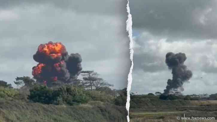 Fighter jet pilots eject moments before fiery crash in Wales