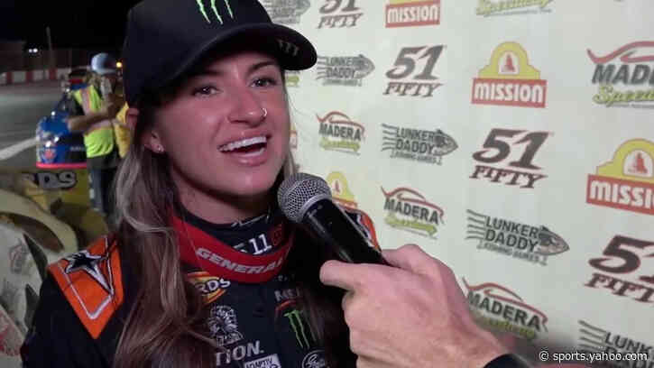 Hailie Deegan wins ARCA West race with last-lap pass: "I'm tearing up right now"