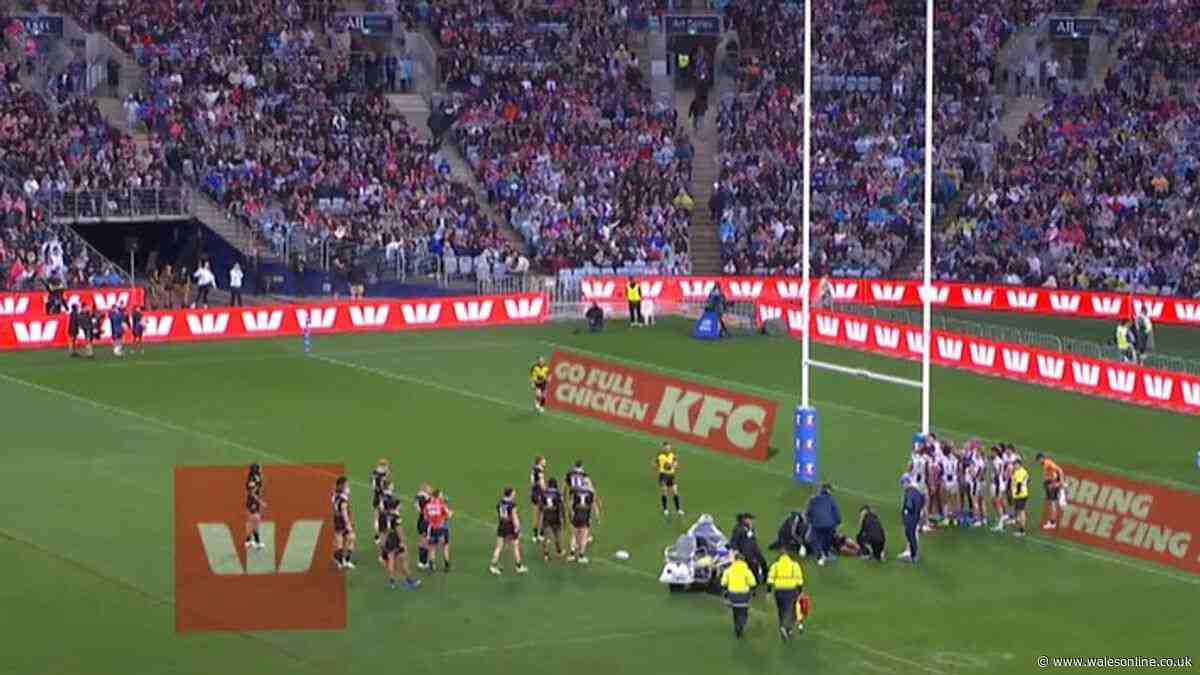 Rugby stadium silenced by awful incident as TV cameras pan away and mum in tears