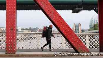 The reason campaigner and MBE was spotted at Newcastle Quayside with a 36kg post box on his back