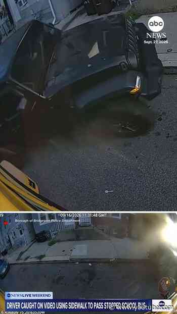 Driver caught on video using sidewalk go around stopped school bus