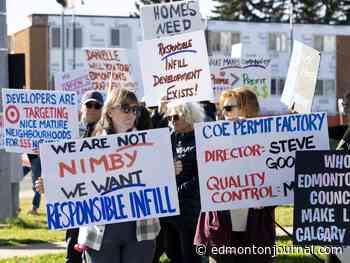 'City does not seem to care': Edmonton infill protestors galvanized by Premier's words at citywide demonstrations