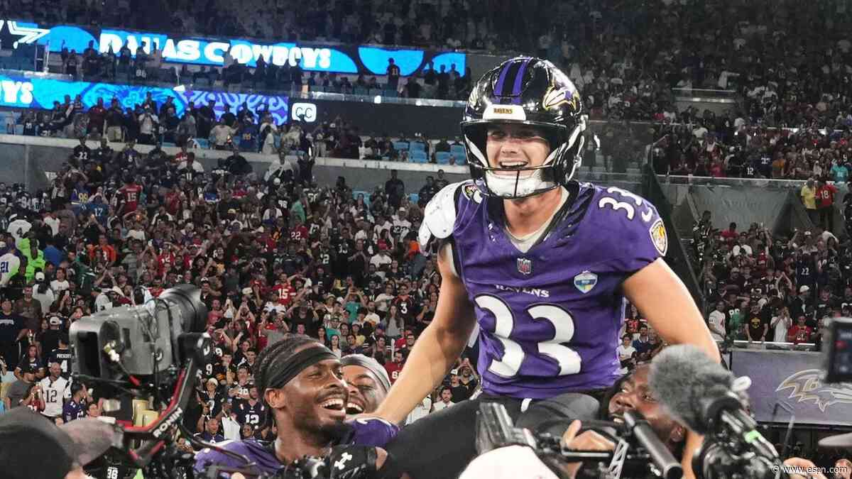Ravens win in wild finish after Cowboys' kick paves way to Loop walk-off FG
