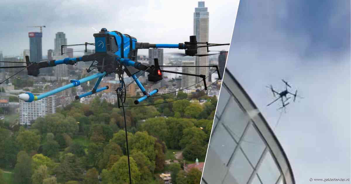 Glazenwassers Euromast krijgen drone als collega: ‘Supergaaf dat zoiets kan’