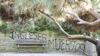 Graffiti written in Spanish is spray-painted across seaside town saying 'English better off dead'