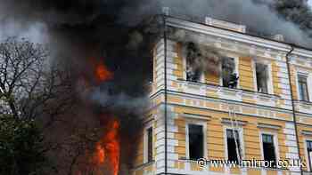 Huge 'explosion' rocks Kyiv as people climb from third-storey windows after Russian attack