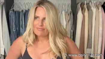 TOWIE's Danielle Armstrong shows off her post-baby weight-loss as she poses in a bra and jeans for a transformation video