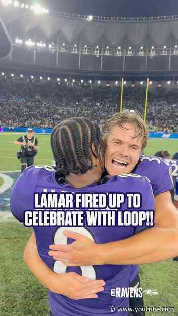 LAMAR CELEBRATES WITH TYLER LOOP AFTER GAME WINNER!!! #nfl #ravens #baltimoreravens