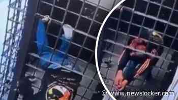 Bizarre ontsnapping op beeld: gevangene wurmt zich door piepkleine opening