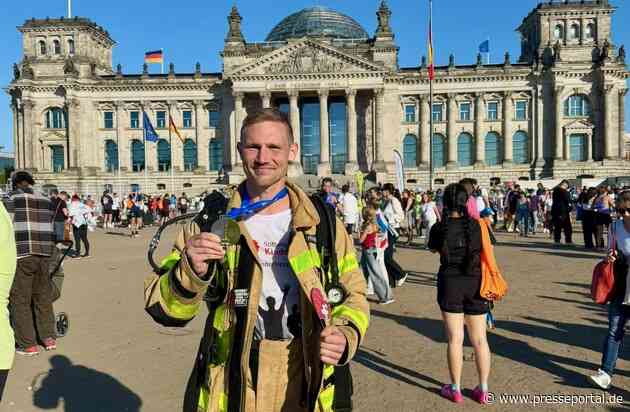 FW Niederkrüchten: 42,195 Kilometer für den guten Zweck: Feuerwehrmann aus Niederkrüchten läuft Berlin-Marathon mit Brandschutzkleidung und Atemschutzgerät