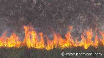 Brush fire burning in the Everglades in western Broward seen on I-75, FHP says