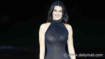 Kendall Jenner wows in a semi-sheer gown as she joins dazzling Cara Delevingne and Heidi Klum on the L'Oreal catwalk - as Celine Dion closes the glitzy Paris Fashion Week show with surprise performance