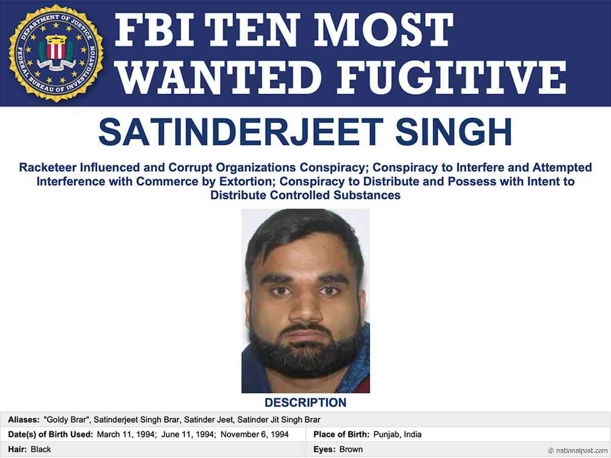 Accused Bishnoi gang boss in Canada Goldy Brar targeted by $1M bounty on FBI's Top Ten Wanted list