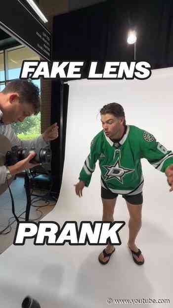 We pranked the players with a fake camera lens during media day 😂 #nhl #prank #dallasstars