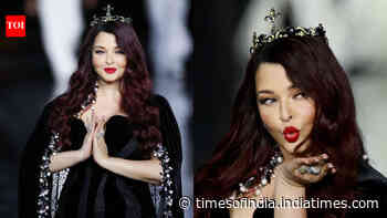 Velvet, crystals and burgundy hair: Aishwarya Rai Bachchan brings full royal drama to Paris Fashion Week