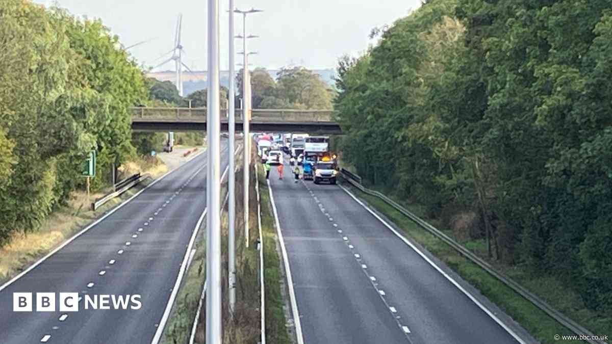 A63 partially closed after lorry hits bridge