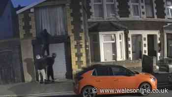 Thieves caught on camera climbing into Cardiff garage in the dead of night