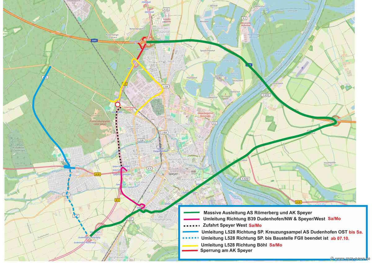 Speyer – B9 Vollsperrung – neues Umleitungskonzept steht