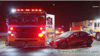 Tesla driver crashes into emergency scene, seriously injuring Calif. firefighter