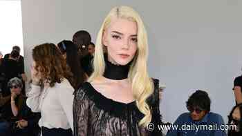 Anya Taylor-Joy dares to bare in a sheer lace top as she joins Jennifer Lawrence and Miranda Kerr at Dior's Paris Fashion Week showcase