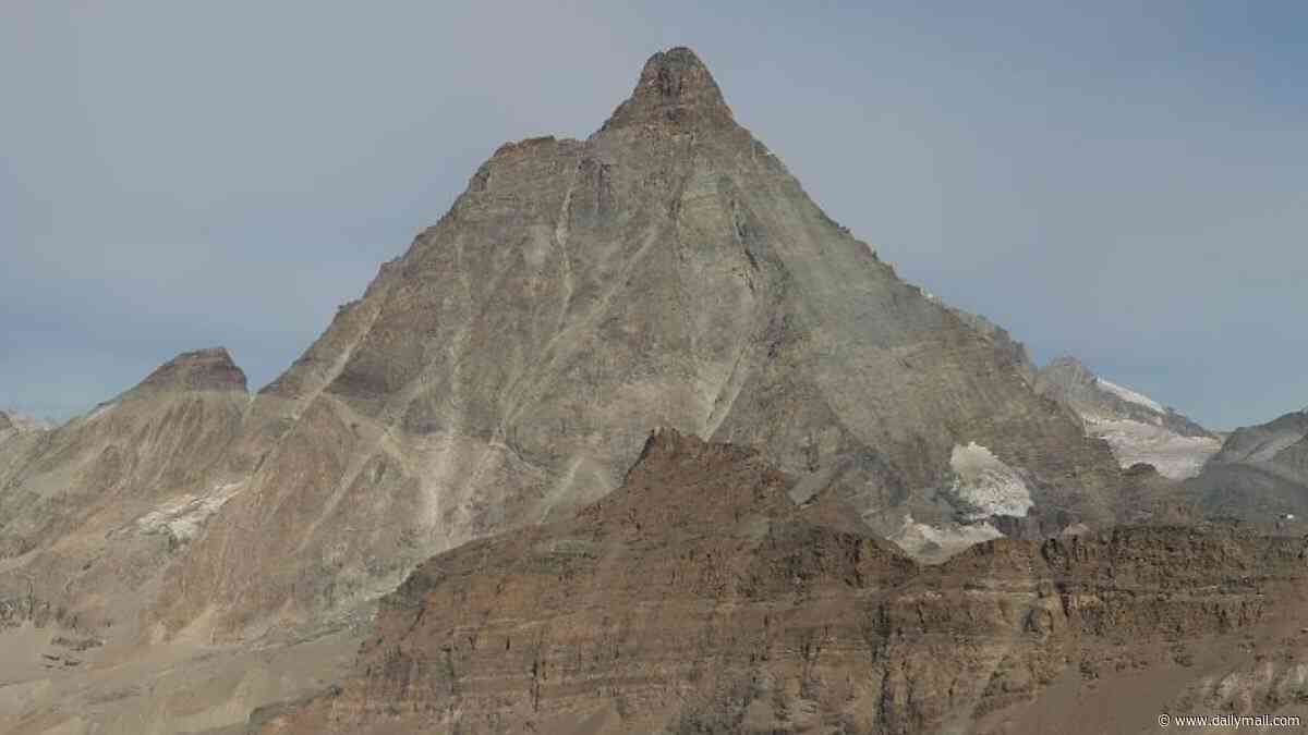 The Matterhorn is snow-free: Shocking images reveal how the mountain - famously featured on Toblerone packaging - is bare amid autumn heat