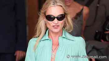 Kate Moss exudes elegance in a retro-inspired mint shirt dress as she leaves The Ritz during Paris Fashion Week