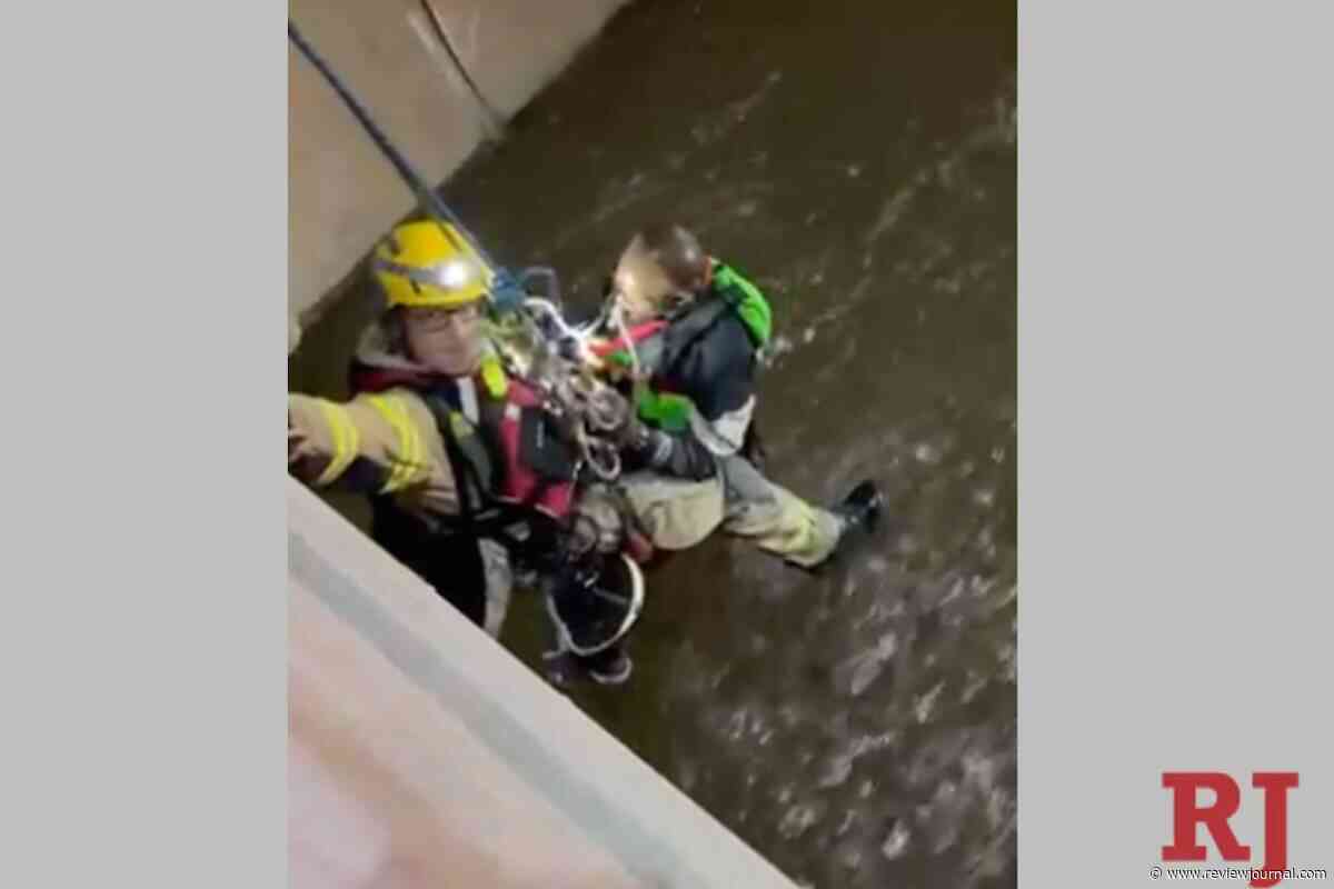 Crews rescue man in fast-moving water in east Las Vegas