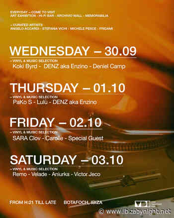 Vybe Department  Ibiza: the weekly program (September 30th- October 3rd, 2026)!