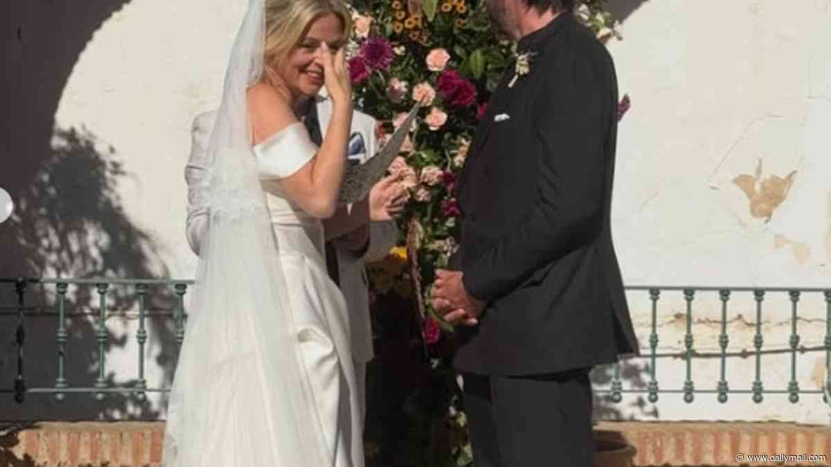 Emily Atack bursts into tears at the altar in new unseen pictures from her Spanish wedding to Alistair Garner