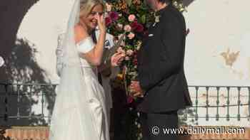 Emily Atack bursts into tears at the altar in new unseen pictures from her Spanish wedding to Alistair Garner