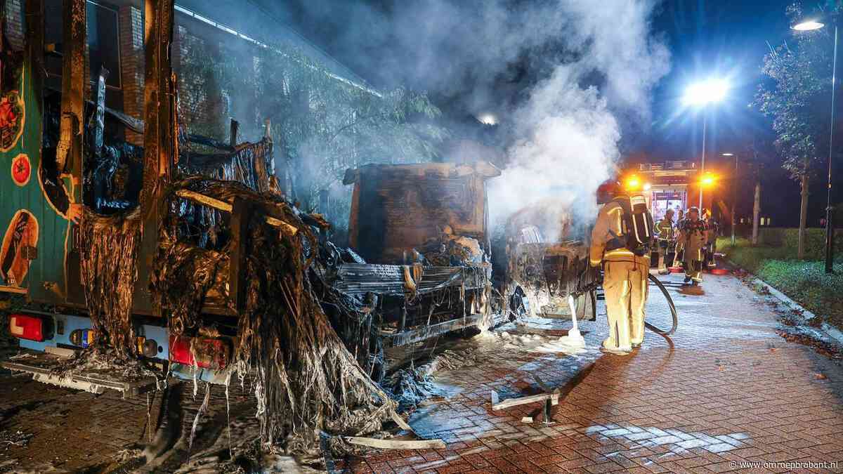 Bezorgwagen uitgebrand in Veldhoven, ramen van naastgelegen huis gesprongen