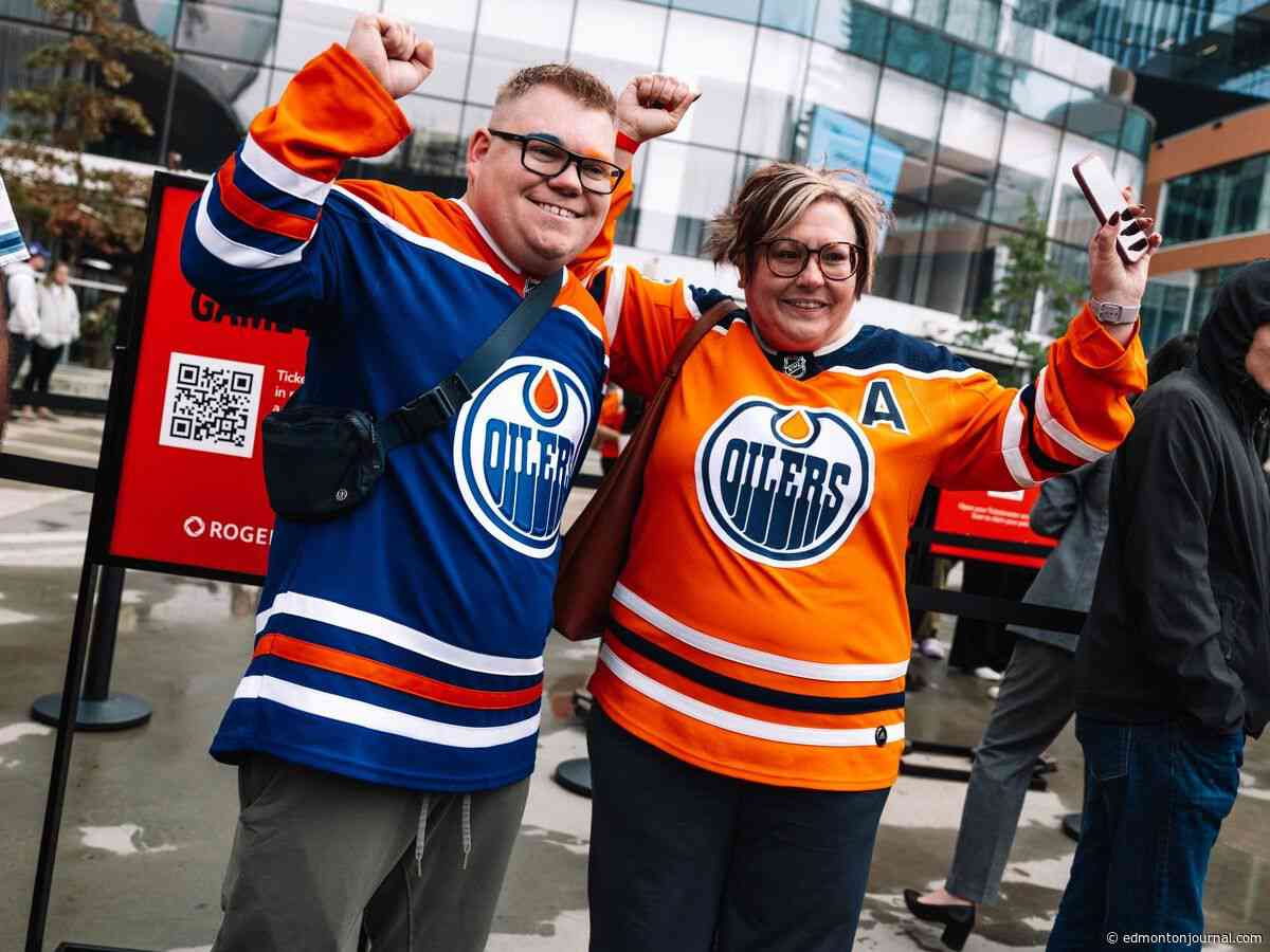 Fans flock to Ice District for ticket giveaway to Oilers’ home opener against Canucks
