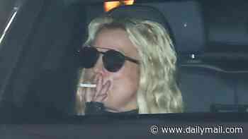 Smoking Britney Spears resurfaces at Malibu hotspot as she sticks to the passenger seat... seven months after DUI arrest