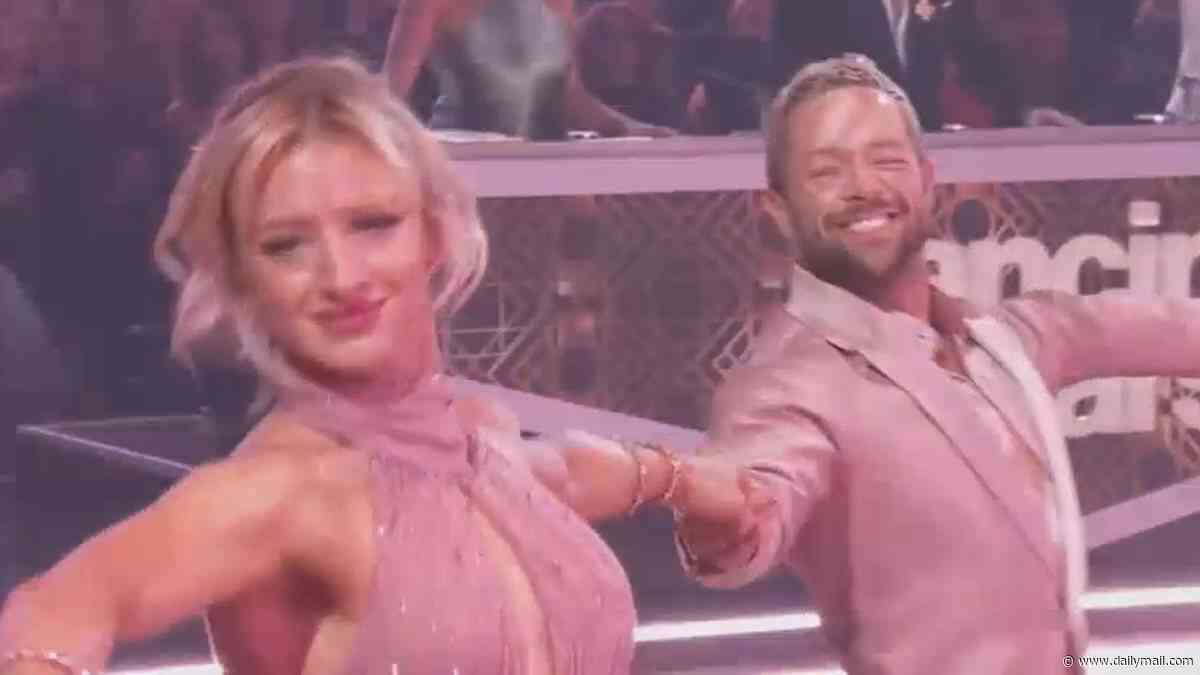 Dancing with the Stars season 35: Olympian Amber Glenn sheds BLOOD as she ties Glee star with top score of the night before one couple's shock elimination is revealed