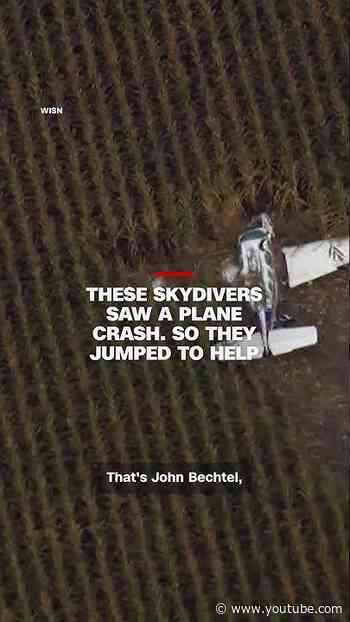 These skydivers saw a plane crash. So they jumped to help
