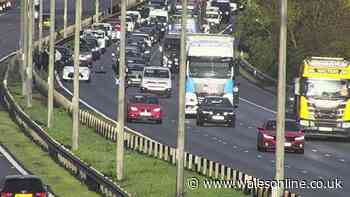 M4 crash in Newport causes long delays with emergency services at scene