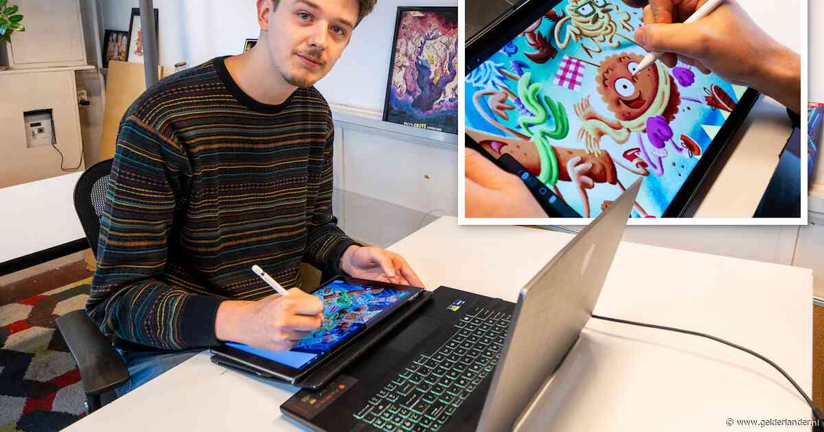 Jop (23) zat als kind liever te tekenen, nu illustreert hij kinderboeken: ‘Bij mijn stijl past juist dat heel slordige’