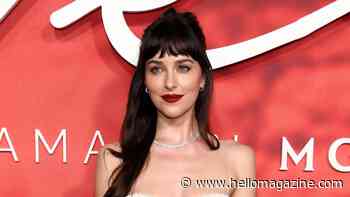 Dakota Johnson sizzles in ab-baring embellished gown with bold red lip