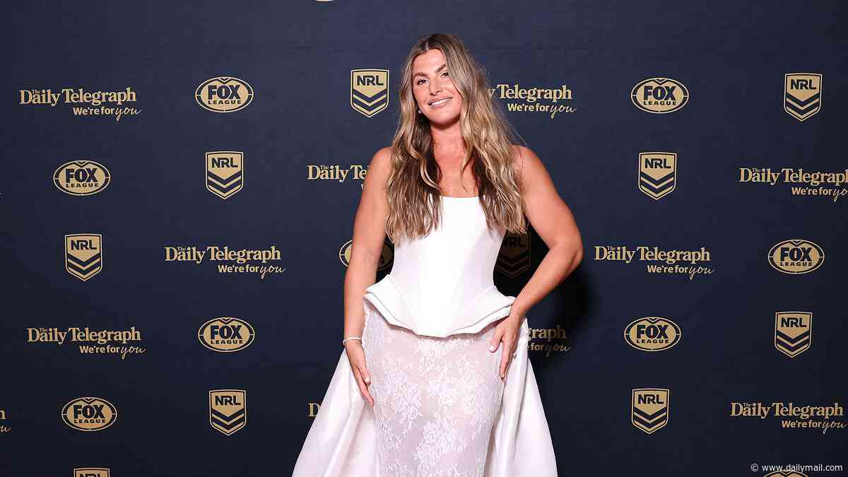 Wedding dress chic: NRL WAGs look ready to say 'I do' as white frocks better suited for an altar take over the Dally M Awards