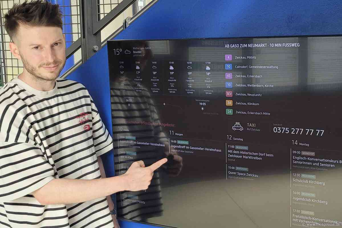 Neue Info-Tafel im Zwickauer Gasometer: Mehr als nur Veranstaltungstipps